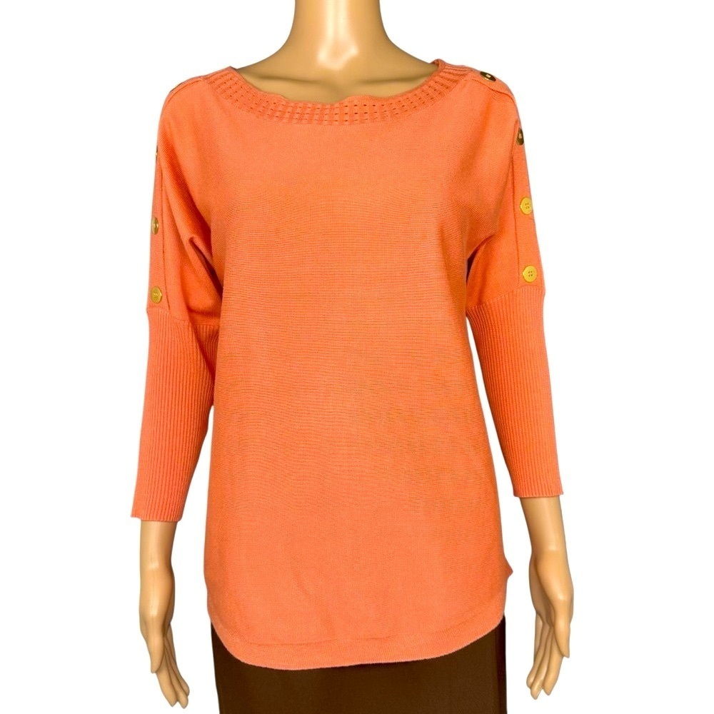 NWT New Cable & Gauge Orange 3/4 Button Sleeve Sweater Size S